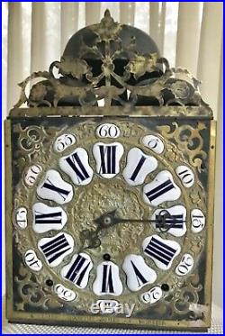 Tres Rare Horloge Comtoise, Cadran Cartouche, Trois Cloche, Signe