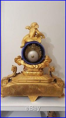 Tres belle pendule horloge en regule doré-comtoise -carillon- foret noire