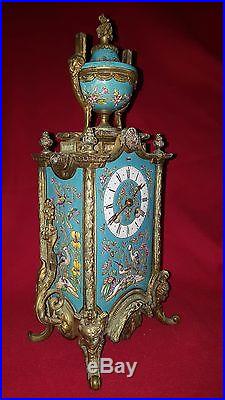 Très rare pendule clock horloge en bronze céramique porcelaine