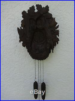 Véritable coucou de la forêt noire bois sculpté décor chasse horloge ancienne