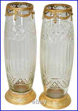 Vases cristal. Kaminuhr Empire clock bronze horloge antique cartel pendule