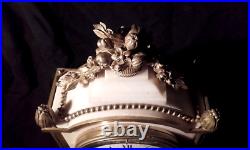 XIX Pendule Bronze Marbre Carrare Louis XVI Musique Mvt Marty