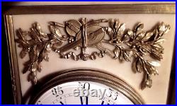 XIX Pendule Bronze Marbre Carrare Louis XVI Musique Mvt Marty