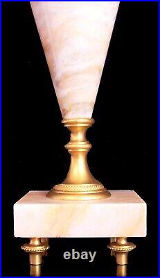 XIX ème S, Rare Ensemble Pendule Portique + vases, Bronze & Marbre Fonctionne