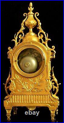 XIX ème S, Très Grande Horloge Pendule en BRONZE MASSIF Fonctionne, Sonne