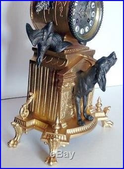 XIXe Siècle splendide Cartel Animalier Chasse, horloge pendule fonctionne, sonne