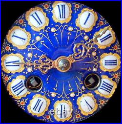 XIXème s Mouvement Pendule Polychrome Sèvres Bleu et Or Fonctionne & Sonne