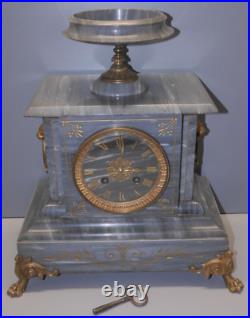 -belle Pendule A Poser Napoleon III Marbre Gris Pieds Griffes Fonctionne Clock D -belle Pendule A Poser Napoleon III Marbre Gris Pieds Griffes Fonctionne Clock D