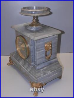 -belle Pendule A Poser Napoleon III Marbre Gris Pieds Griffes Fonctionne Clock D -belle Pendule A Poser Napoleon III Marbre Gris Pieds Griffes Fonctionne Clock D